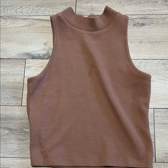 a new day Brown Ribbed cropped Tank Top - Picture 1 of 1